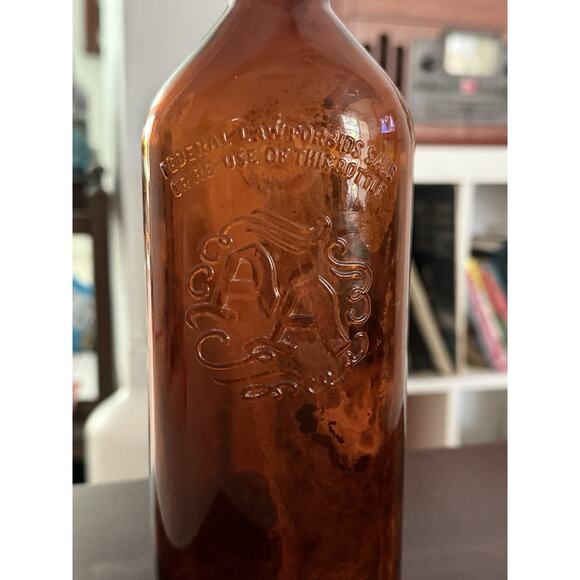1957 50s Vintage AA Ancient Age Embossed Whiskey Bottle Kentucky Bourbon Amber - Picture 2 of 7